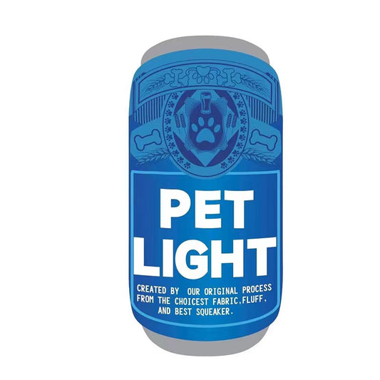 Peluche para perro con forma de lata de cerveza